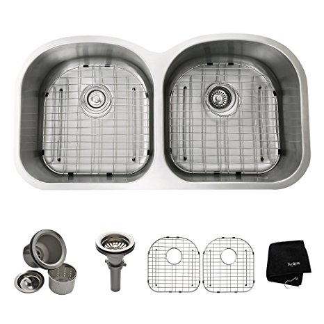 Kraus KBU28 39 inch Undermount 50/50 Double Bowl 16 gauge Stainless Steel Kitchen Sink