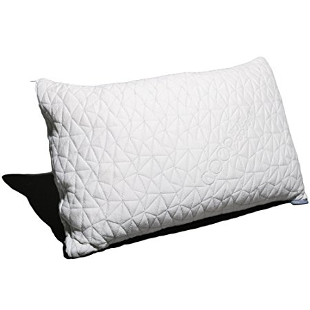 Coop Home Goods - PREMIUM Adjustable Loft - Shredded Hypoallergenic CertiPUR-US Memory Foam Pillow with signature Ultra Tech washable removable cooling bamboo derived cover - Made in USA - QUEEN