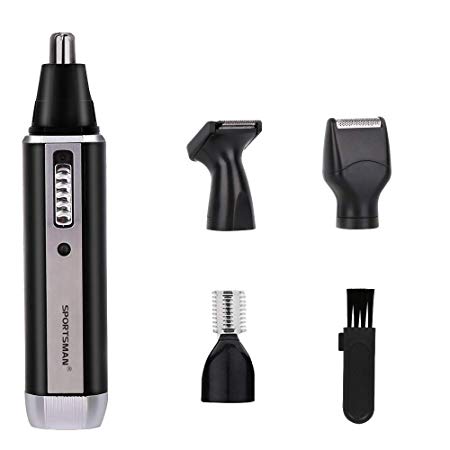 Sportsman Professional Nose Hair Trimmer, Ear Hair Trimmer/Beard Trimmer/Sideburns Trimmer/Eyebrow Trimmer 4 in 1 Rechargeable Personal Trimmer Kit