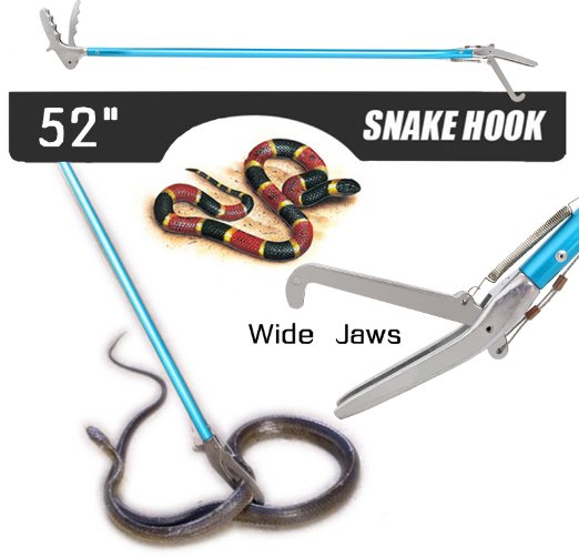 Gotobuy - 52quot Extra Heavy Duty Standard Reptile Snake Tongs Reptile Grabber Rattle Snake Catcher Wide Jaw Handling Tool