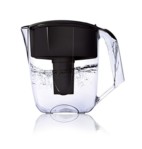 Ecosoft 8 Cup Water Filter Pitcher w/ 1 Free Filter Cartridge, Black