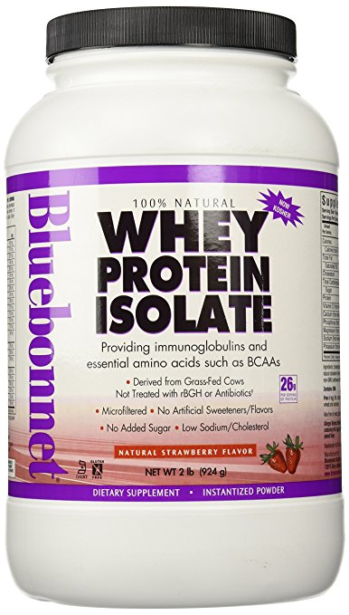 BlueBonnet 100% Natural Whey Protein Isolate Powder, Strawberry, 2 Pound