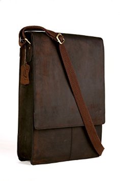 Cuero Undri Vintage Style Genuine Buffalo Leather Unisex Satchel Flapover Shoulder Bag