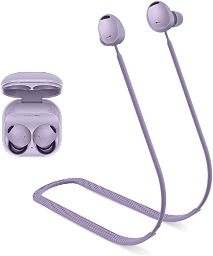 Woocon Galaxy Buds 2 Pro Strap,Soft Strong Silicone Special Anti-Skid Design Sports Anti Lost Headphones Lanyard Accessories ONLY Compatible with Samsung Galaxy Buds 2 Pro Earbuds Neck Rope Cord-Lilac