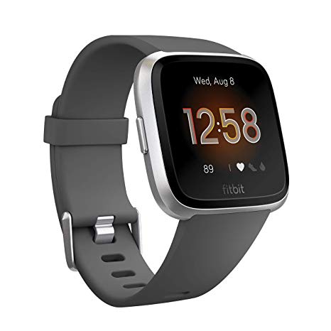 Fitbit Versa Lite Smartwatch, Charcoal/silver Aluminum, One Size, 0.09 Pound