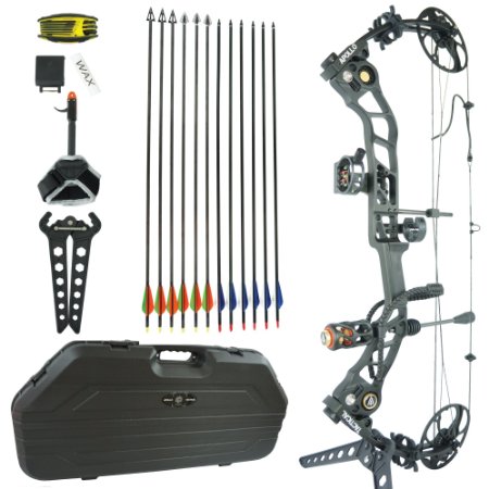 Tactical Compound Bow Package CNC MILLED ALUMINUM By Apollo Tactical. 19"-30" Draw 25lb-70lb Draw Weight. 320 FPS IBO - Shadow Matte Black