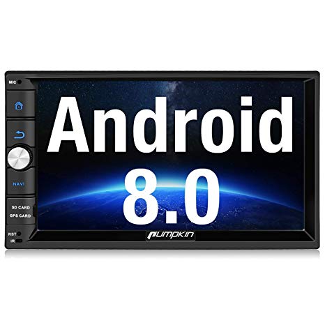 PUMPKIN Android 8.0 Car Stereo Radio Double Din with GPS Navigation, WiFi, Android Auto, Support Fastboot, Backup Camera, AUX, USB/SD, 7 inch Touch Screen