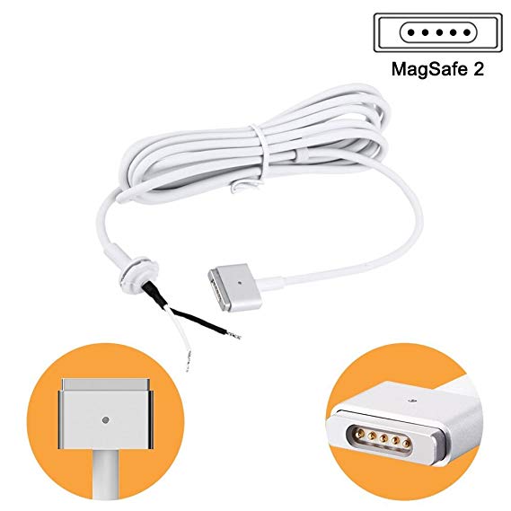 ElementDigital 45W / 60W / 85W AC Power Adapter Repair/Extend Cable MagSafe 2 Connector -" T" Connector for Macbook Pro Retina 60W 85W After 2012, MacBook Air 45W After 2012