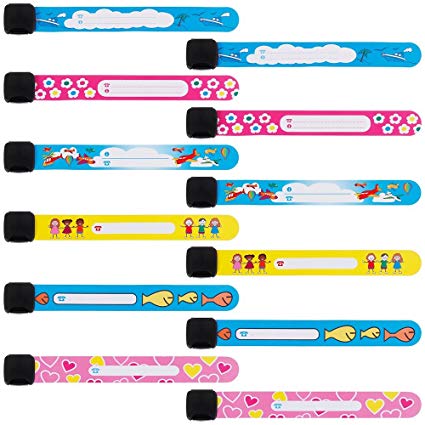 Nabance 12PCS Safety Wristband for Children Safety ID Wristband Reusable and Waterproof Child ID Bracelet Band