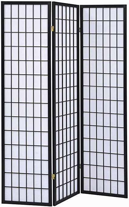 3-Panel Folding Screen Black and White