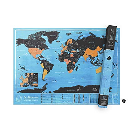 Ed Sheeran Official World Scratch Map – World Scratch Off Map – Unique & Colorful Scratch Poster – Inspired By Ed Sheeran’s Music  – Great Gift Idea Featuring Fun Facts and Trivia