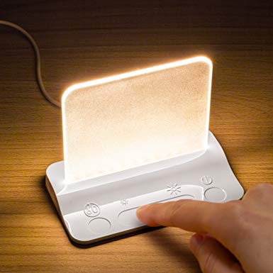 Integral Touch Glow LED Night Light Lamp with Touch Dimming Control, Touch Lamp for Bedroom - Night Lights for Baby, Toddler, Kids Light, Children’s, Nursery, Bedside, Bedroom, A-White Base