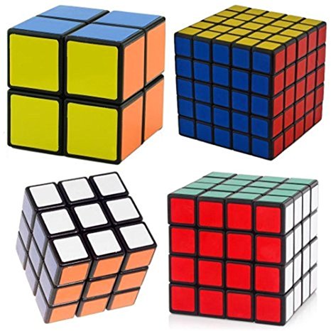 shengshou  Black Cube Puzzle Bundle Pack,2x2x2,3x3x3,4x4x4,5x5x5 Set,Speed Cube Collection