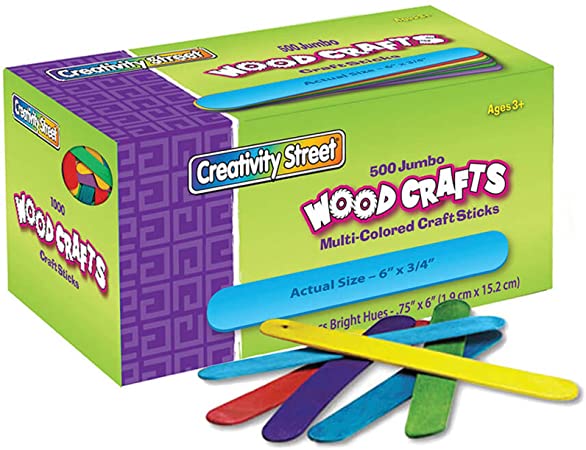 Chenille Kraft Jumbo-Sized Craft Sticks - Pack of 500 - Assorted Colors