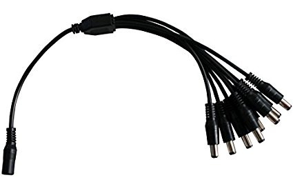 ZOSI DC 1 Female to 8 Male Output Power Splitter Cable Y Adapter For CCTV Accessories Black