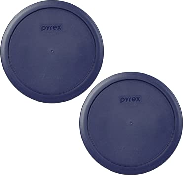 Pyrex 7402-PC 6/7 Cup Blue Round Plastic Food Storage Lid - 2 Pack