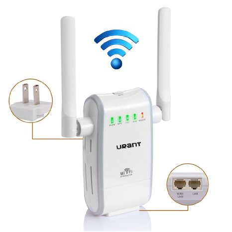 URANT Wifi Router Extender Amplifier Wireless Access Point / Wifi Long Range Wireless-N Mini AP Router Network Booster Dual External Antenna Complies IEEE802.11n/g/b with WPS