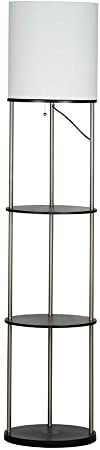 Catalina Lighting 21536-000 Transitional Tall Metal & Wood Oval Étagère Floor Lamp with Shelves, 63", Brushed Steel & Black