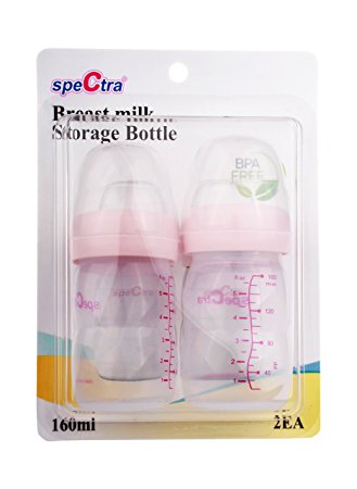 SpeCtra ORIGINAL Breast Milk Storage Bottle - Wide Neck Milk Storage Bottles 5 FL OZ/160ml – Pack/2 - Made to fit Spectra Breast Shield or Flange made for SpeCtra Breast Pumps S1, S2, M1, S9 - PLEASE NOTE - DOES NOT INCLUDE NIPPLES FOR BOTTLE