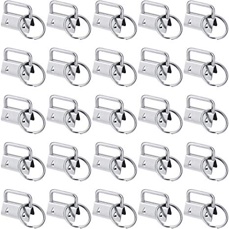 SATINIOR 40 Pieces Key Fob Hardware Key Chain Fob Wristlet Hardware with Key Ring for Lanyard (1 Inch)