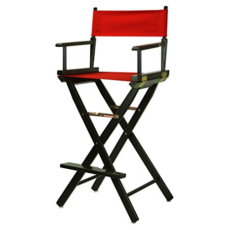 Casual Home 30" Director's Chair Black Frame-with Red Canvas, Bar Height