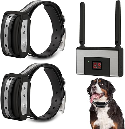 Electric Wireless Dog Fence System, Pet Containment System for 2 Dogs and Pets with Waterproof and Rechargeable Collar Receiver for 2 Dog Container Boundary System (Black)