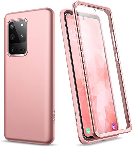 SURITCH Case for Samsung Galaxy S20 Ultra, [Built in Screen Protector] Matte Hybrid Full Body Protection Soft TPU Shockproof Rugged Bumper Protective Cover for Galaxy S20 Ultra 6.9 inch (Rose Gold)