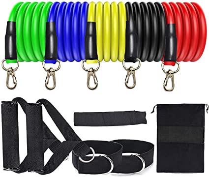 Trooer Resistance Bands Set for Home Workout Fitness Exercise Bands with Handles, Carry Bag, Door Anchor Attachment and Ankle Straps