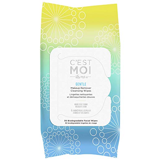 C'est Moi Gentle Makeup Remover Cleansing Wipes - Biodegradable Facial Wipes, 30 Count