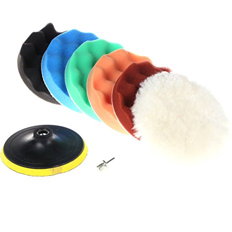 ZFE 7Pcs 5inch (125mm) Buffing Pad Auto Car Polishing Pad Wheel Kit For Car Polisher-M14 Thread