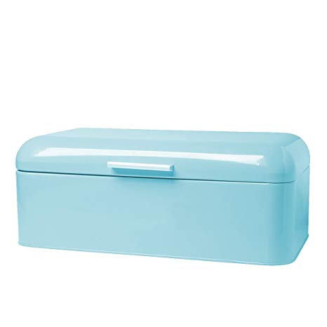 Homelet Bread Box - Vintage Retro Stainless Steel Powder Coated Bread Bin Storage with Lid for Kitchen, Turquoise