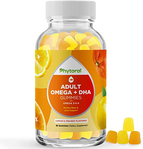 DHA Omega 3 Gummies for Adults - Delicious Vegan Omega 3 Supplement and Natural Gummy Vitamin with Plant Based Omega 3 6 9 - Chia Seed Based EPA DHA Omega 3 Supplement with Essential Fatty Acids