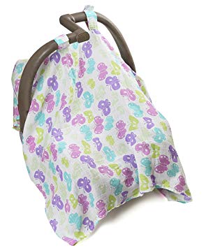 Muslin 100 % Cotton Newborn Canopy Infant Baby Car Seat Cover Soft & Breathable Protacts From Sunlight & Dust Pack In A Gift box