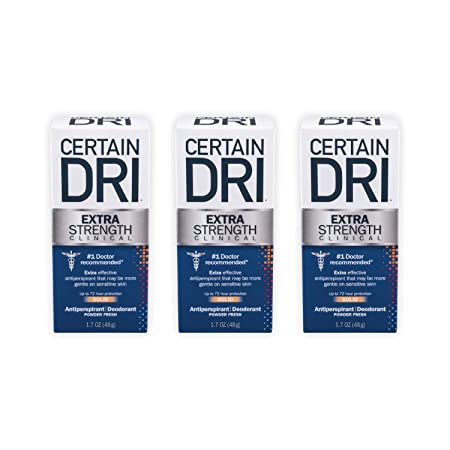 Certain Dri Extra Strength Clinical Antiperspirant Deodorant | Extra Effective Protection Against Excessive Sweating | Gentler on Sensitive Skin | Solid | 1.7 Ounces | Pack of 3