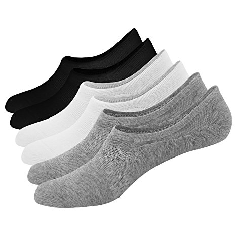 Men's No Show Socks Low Cut Non Slip Thin Casual Cotton Sock 6 Pack