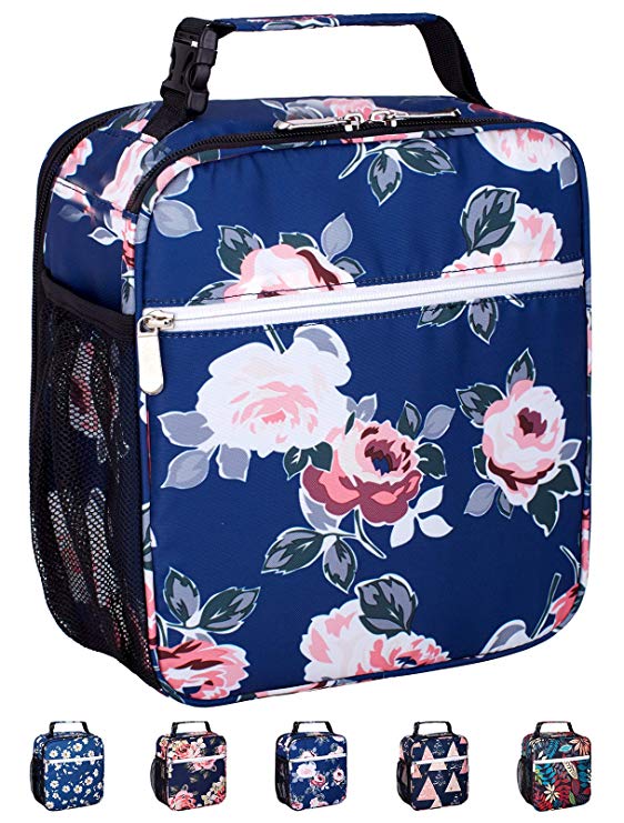 Leakproof Insulated Reusable Cooler Lunch Bag - Durable Compact Office Work School Lunch Box with Multi-Pockets & Detachable Buckle Handle for Women,Men and Kids-Cotton Rose