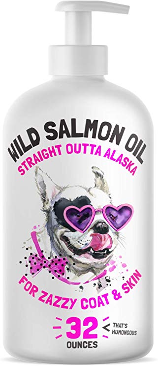 LEGITPET Wild Alaskan Salmon Oil for Dogs & Cats - Pure Fish Omega 3 6 9 Liquid Fatty Acids - Skin & Coat Supplement - Supports Joint Function, Immune & Heart Health 32 oz