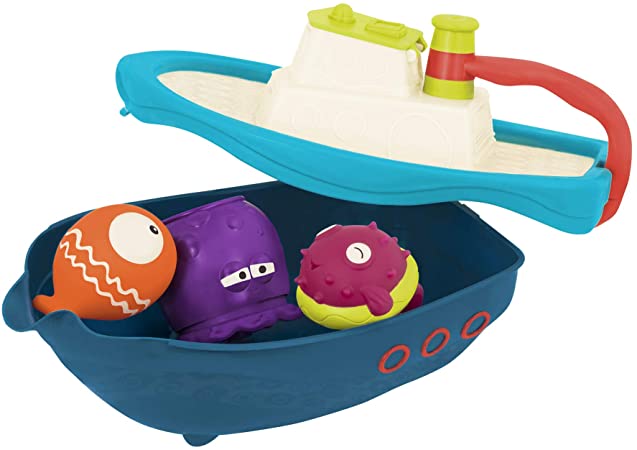 B. Toys – Off The Hook – Bath & Beach Toy Boat with Squirting Toys & Hidden Storage Compartment