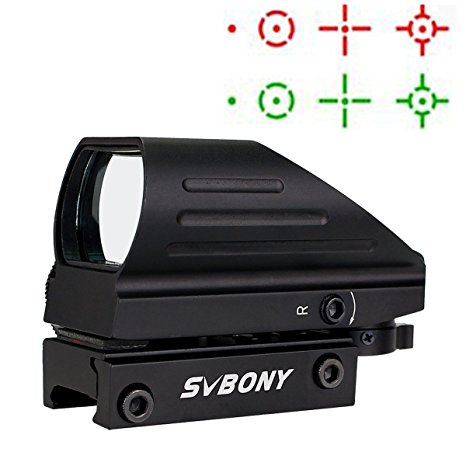 SVBONY Red and Green Dot Sight 4 Reticle Reflex Holographic Sights Reflex Optical Sight Scope 33mm Lens for 20mm Rail Mount with Allen Wrenches