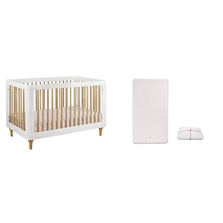 Babyletto Lolly 3-In-1 Convertible Crib with Pure Core Non-Toxic Crib Mattress and Dry Waterproof Cover