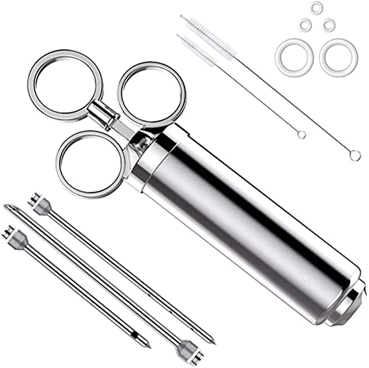 Meat Injector - Stainless Steel Large Capacity Flavor Seasoning Meat Injector Kit - Turkey Marinade Injector Needle For BBQ Grill Smoker