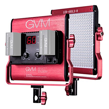 GVM LED Video Light CRI97+ TLCI97+ 15000lux at 20inch for 4500K Variable 3200K~5600K & Brightness of 0~100% with Digital Display Metal Housing for Interview Portrait photography lighting 29W(Red)