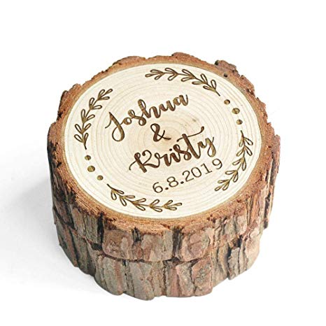 LOVEhandmade Custom Wood Wedding Ring Box Wedding Ring Bearer Personalized Rustic Wedding Ring Box Engraved Ring Holder Wedding Box