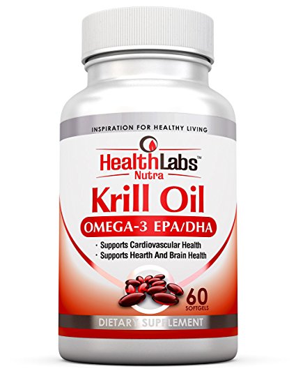 Health Labs Nutra Omega 3 Krill Oil 1000mg 30 Day Supply Highest Concentration of Omega-3's, 6'S 9'S DHA/EPA - 60 Softgels