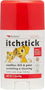 Petkin Anti Itch Stick for Pets - Simply Rub on Anytime to Provide Pain & Itching Relief for Dogs & Cats on Contact - Bitter Taste Stops Licking & Chewing - 1.5 oz Net Weight -Ideal for Home or Travel