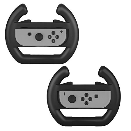 Nintendo Switch Joy-Con Wheel, (2 packs) BASSTOP Nintendo Switch Controller Joy-Con Grip Steering Wheel (Black)