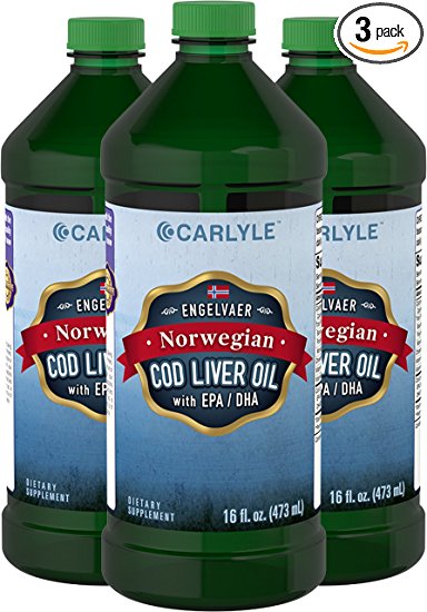 Carlyle Cod Liver Oil Liquid 16 fl oz, 3 Bottles