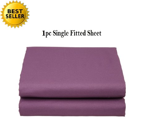Elegant Comfort® Luxury Ultra Soft Single Fitted Sheet High Quality Special Treatment Construction Deep Pocket up to 16" - Queen, Purple