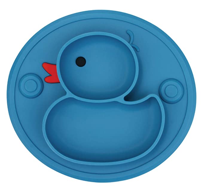 Silicone Divided Toddler Baby Plates - Portable Non Slip Suction Plates for Children Babies and Kids BPA Free Baby Dinner Plate