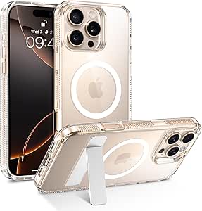 BENTOBEN Compatible with iPhone 16 Pro Max Case, for Magnetic iPhone 16 Pro Max Phone Case with Kickstand, [Compatible with Magsafe] Design Shockproof Protective Girl Women Men Cover, Silver/Clear